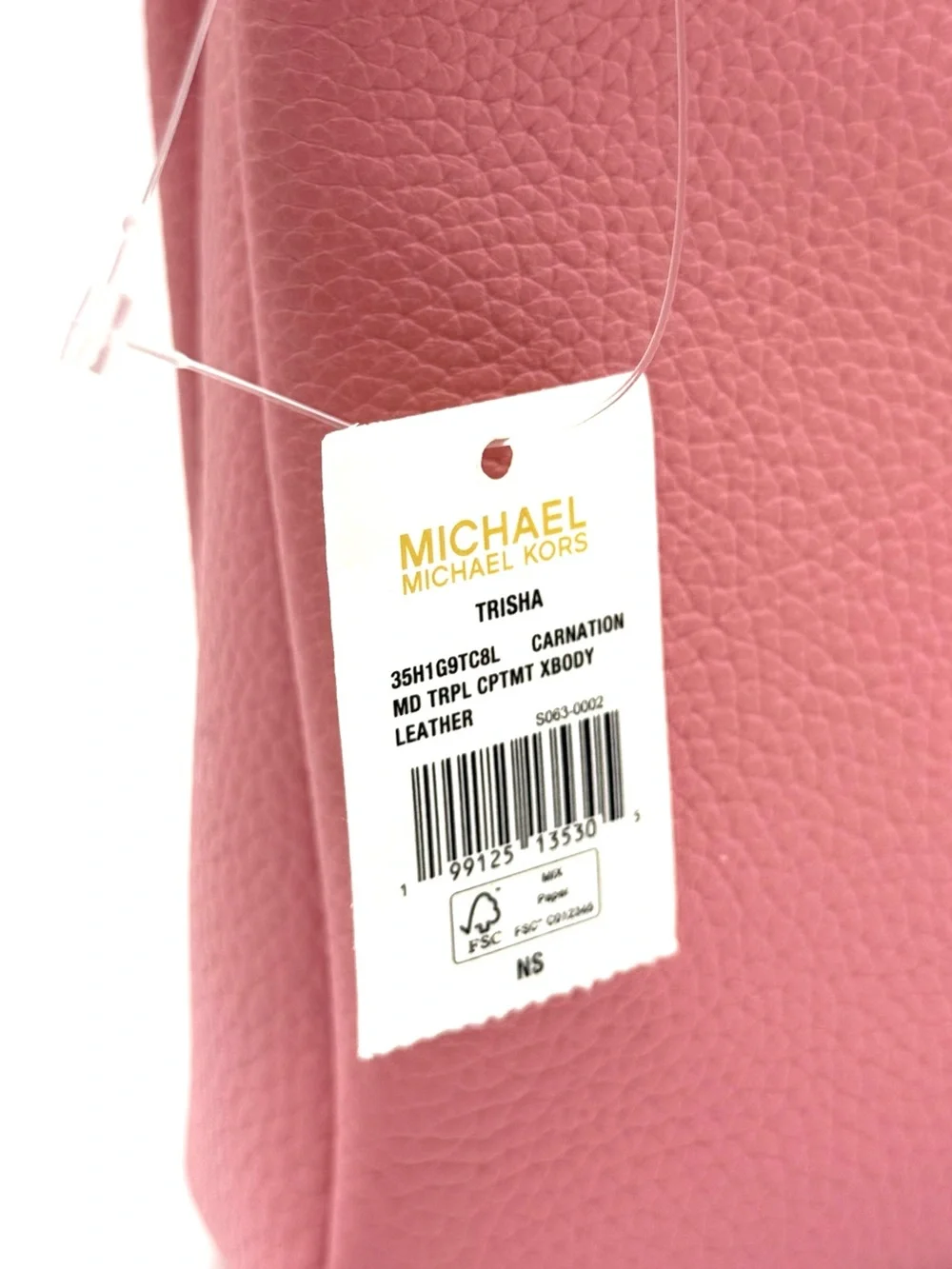 Michael Kors Trisha Medium Pebbled Leather Crossbody Bag Pink